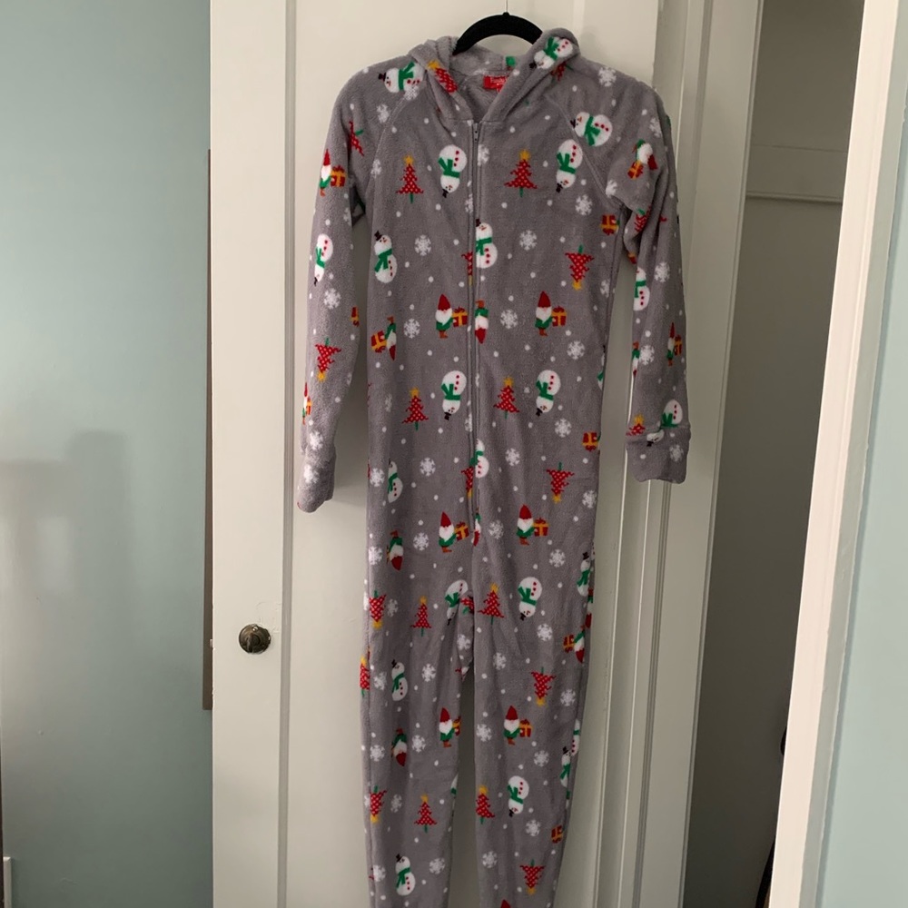 Family matching pajamas. Hoodie and footie